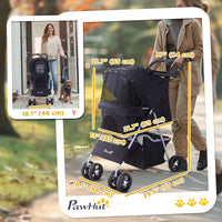 Dog Stroller, One-click Folding Pet Stroller with Cup Holder, 4 Wheels Travel Carrier w/ Brakes, 360° Swiveling Front Wh