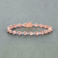 7.56 Carat Genuine Morganite and White Diamond 14K Rose Gold Bracelet