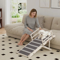 Dog Ramp, Folding Pet Ramp, 4 Adjustable Height From 15 To 19, Dog Step With Side Rails For Small To Large Pets