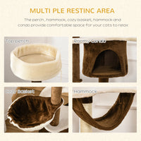 60" Cat Scratching Tree, Cat Bed Condo Post House Pet Furniture Toys-Brown & Beige