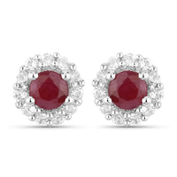 2.17 Carat Genuine Ruby and White Topaz .925 Sterling Silver Jewelry Set