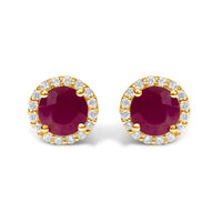 10K White Gold Purple Amethyst and 1/6 Cttw Diamond Halo Stud Earring
