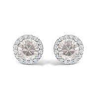 10K White Gold Purple Amethyst and 1/6 Cttw Diamond Halo Stud Earring