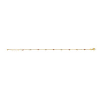 14K Yellow Gold Alternating Red Ruby and White Diamond Bezel Station Chain Bracelet (I-J Color, SI2-I1 Clarity) - 8" Inches