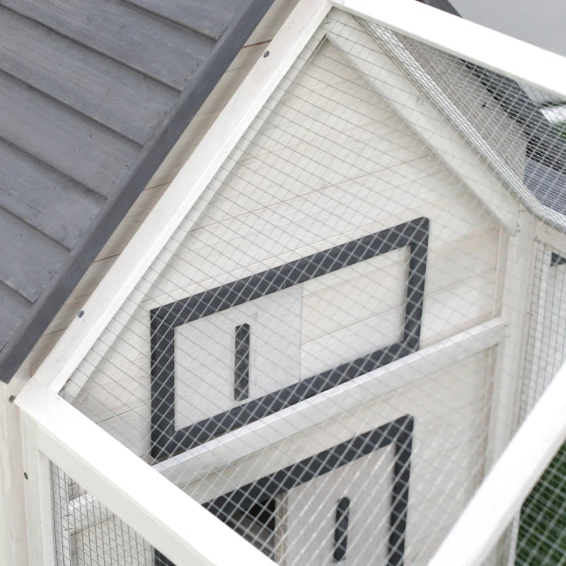 Chicken Coop Wooden Chicken House Rabbit Hutch Poultry Cage Hen Pen With Nesting Box, Ramp, Run