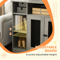 47" Dog Crate Furniture with Storage, for Large Medium Dogs, Gray