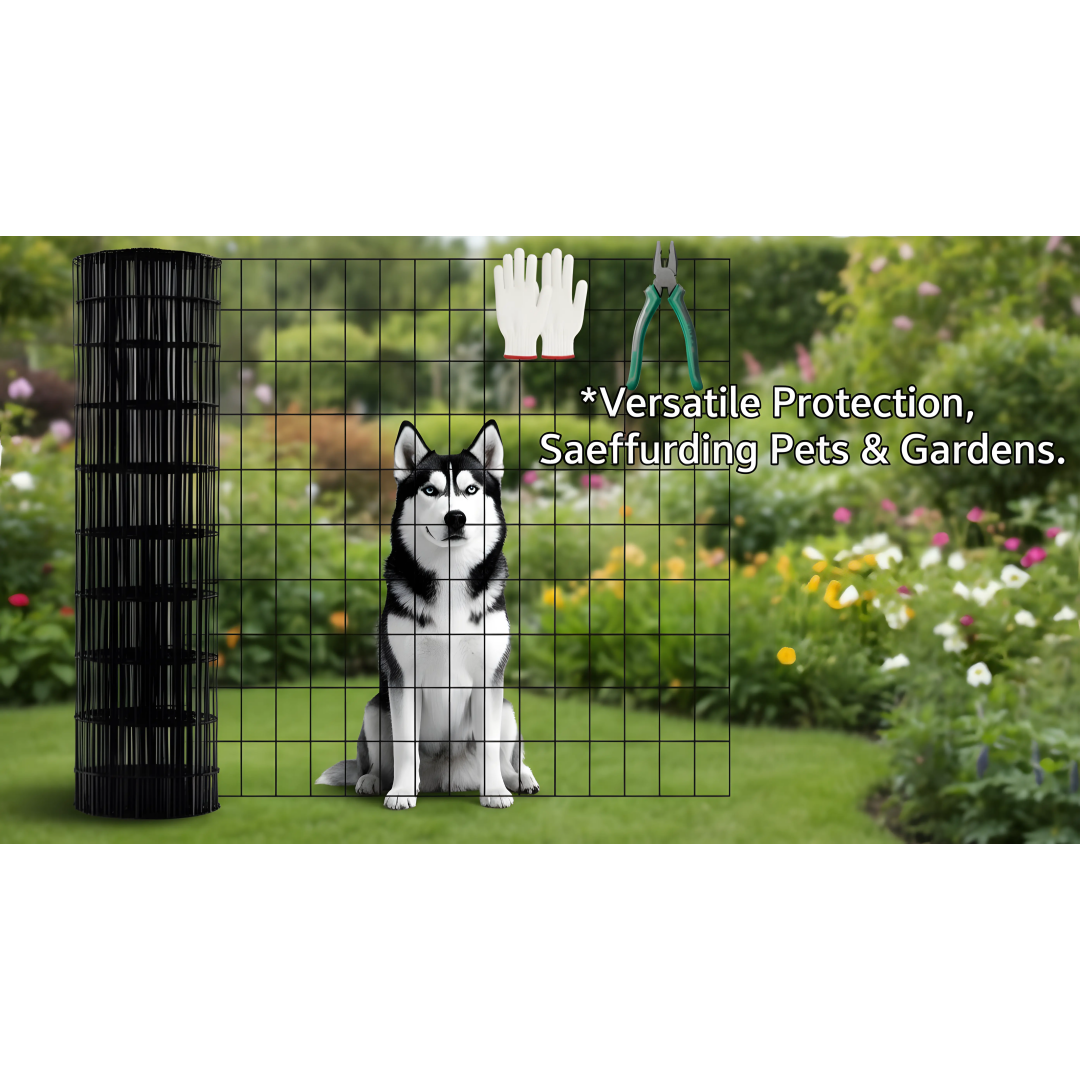 48 INCHx33 FT Black Vinyl-coated Metal Mesh, 16 Gauge 0.67 Inch Black PVC Metal Mesh, Black Welded Wire Mesh Support, Po