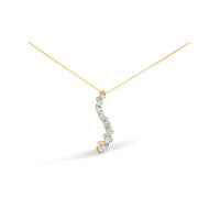 AGS Certified 14k White Gold 3.0 Cttw Baguette and Brilliant Round-Cut Diamond Journey 18" Pendant Necklace (F-G Color, I1-I2 Clarity)