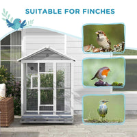 PawHut 64.5 Wooden Bird Cage Aviary, Flight Cage With 4 Perches, Nest And Slide-Out Tray For Indoor Outdoor, GrayMultipl
