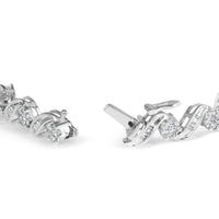 14K White Gold 2.00 Cttw Diamond Cluster and Spiral Link Bracelet (I-J Color, I1-I2 Clarity) - 7"