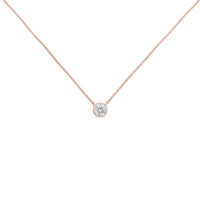 10K Rose Gold 1/3 Carat Round Brilliant-Cut Diamond Modern Bezel-Set Solitaire 16"-18" Pendant Necklace (H-I Color, SI2-I1 Clarity)