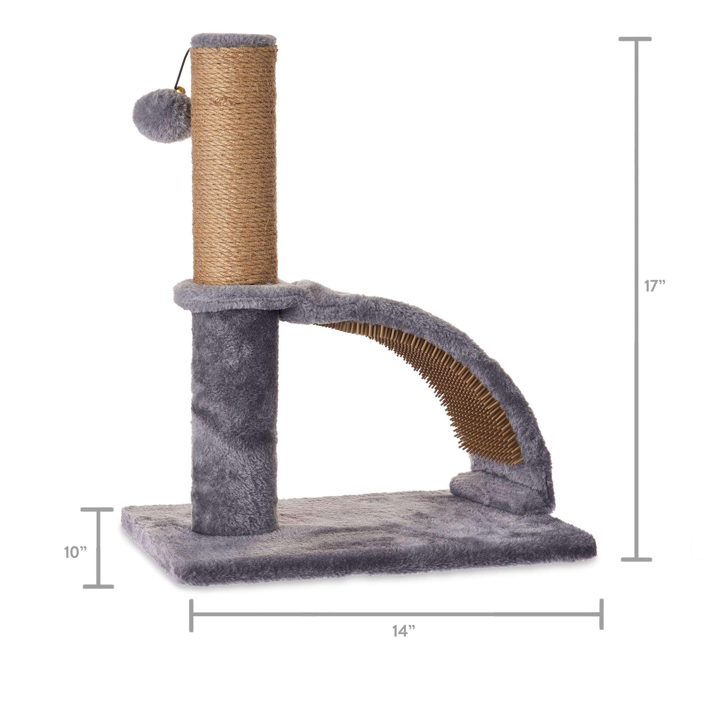 Upgrade your kitty's playtime with our 17" Deluxe Jute Cat Scratching Post & Arch Grooming Massager in stylish gray! 🐾✨ Perfect for happy paws and a healthy coat! - BIG FRENCHIES