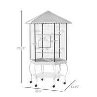 77" Flight Bird Cage Hexagon Covered Canopy Portable Aviary With Storage