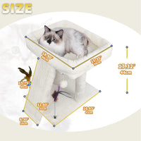 Cozy Beige Cat Tree with Condo, Scratch Post, Hammock & Fun Hanging Balls for Your Feline Friends - BIG FRENCHIES