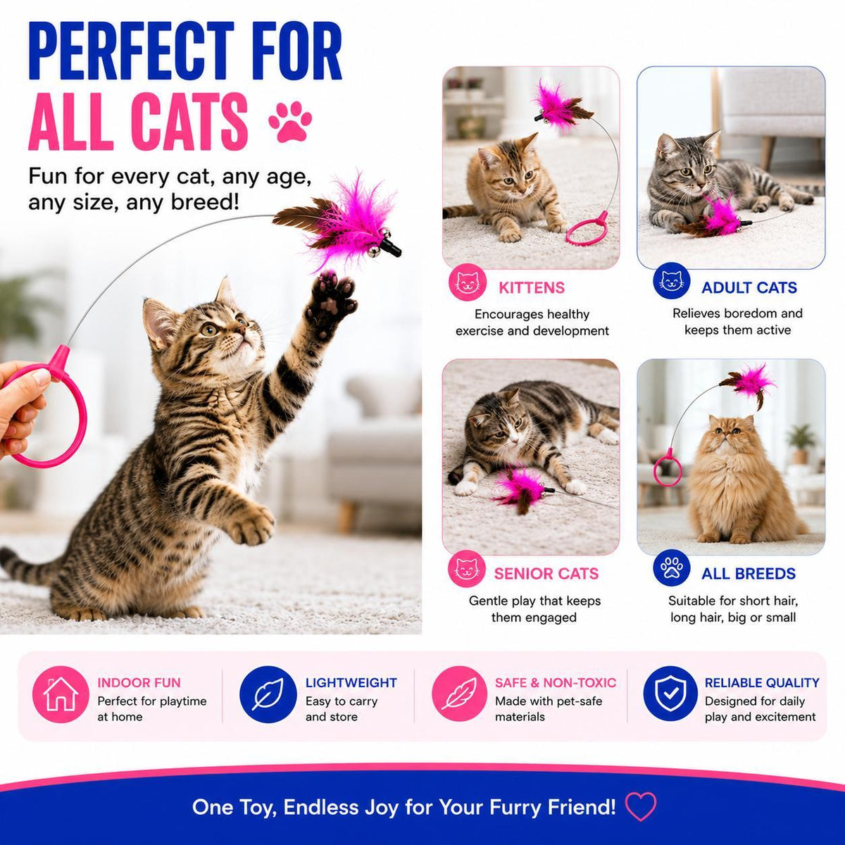 Wearable Cat Feather Collar Toy Interactive Neck-Worn Cat Teaser Automatic Exercise Toy Boosts Pet Activity Levels