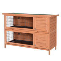 2-Story Large Rabbit Hutch Bunny Cage Wooden Pet House Small Animal Habitat With Lockable Doors, No Leak Tray And Waterp