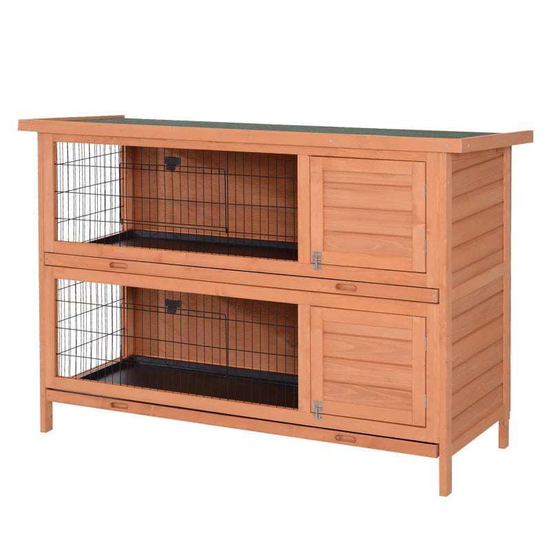 2-Story Large Rabbit Hutch Bunny Cage Wooden Pet House Small Animal Habitat With Lockable Doors, No Leak Tray And Waterp