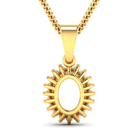 0.13 Carat Genuine White Diamond 14K Yellow Gold Semi Mount Pendant - holds 8x6mm Oval Gemstone