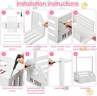 Dog Storage Organizer Wooden Closet Toy Bin Clothes Rack Hangers Pink/White