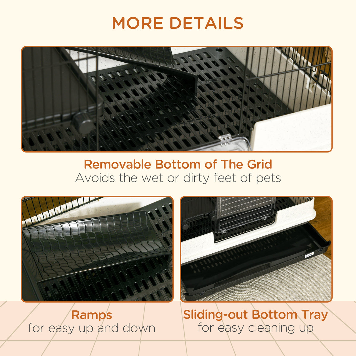 2-tier Compact Platform Rolling Small Animal Rabbit Cage for Hamsters, Chinchillas & Gerbils with a Large Living Space