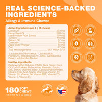 Dog Allergy Relief Chews  Itch Relief for Dogs  180 Allergy Chews for Itching Skin with Probiotics, Colostrum, Salmon Oil  Allergy, Skin and Coat, Immune, Digestion Support Supplement  Hot Spots