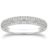 14k White Gold Triple Multi-Row Micro- Pave Diamond Wedding Ring Band