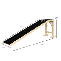Dog Ramp for Bed, Pet Ramp for Dogs with Non-Slip Carpet and Top Platform, 74" x 16" x 25", Natural