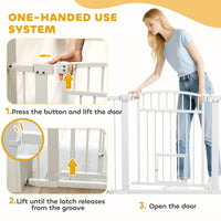 30"-41" Extra Wide Walk Through Dog Gate w/ Cat Door, 3-Inch & 5.5-Inch Extension Kits, 30" High