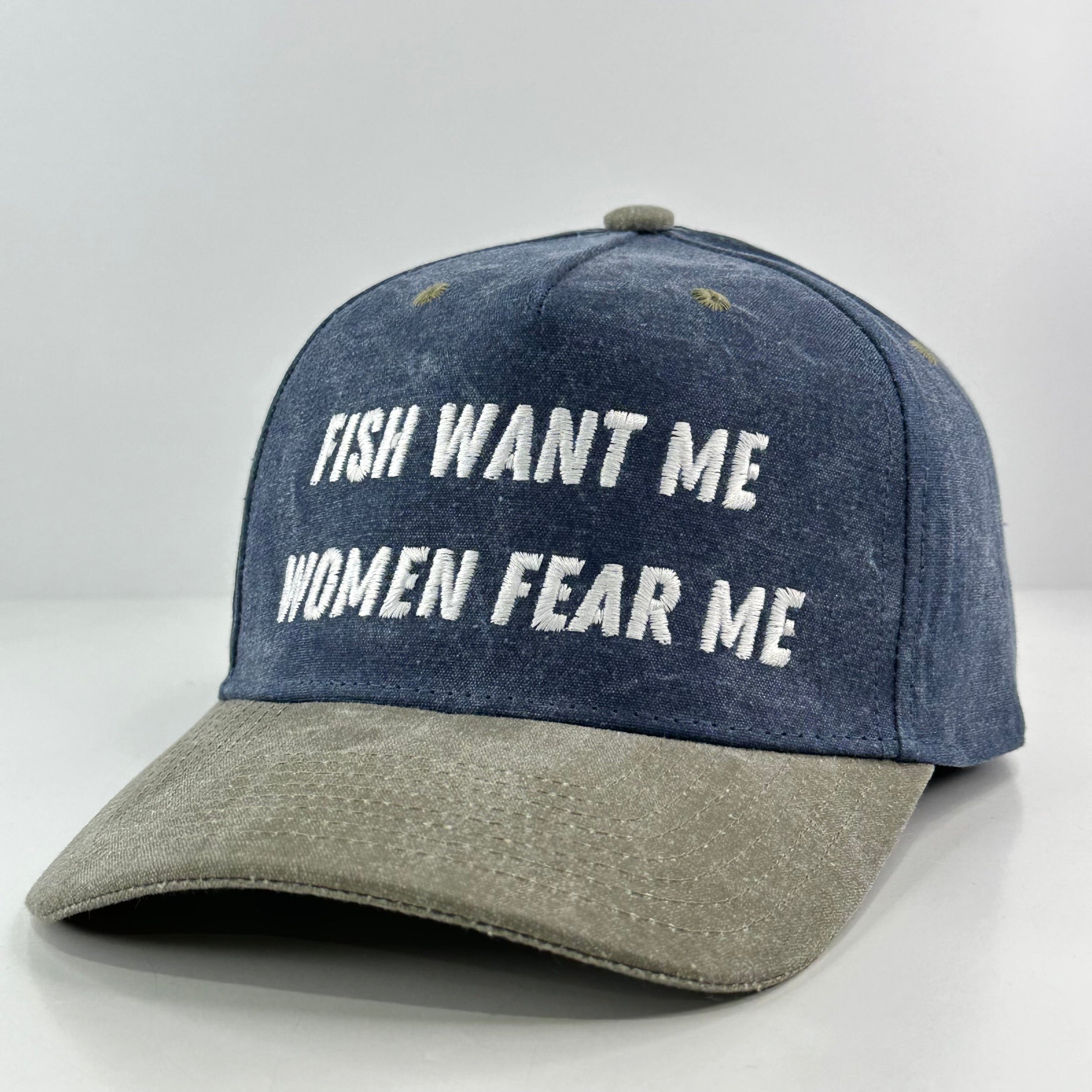 FISH WANT ME WOMEN FEAR ME Vintage Custom Embroidered FUNNY