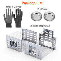 2Pcs Humane Rat Trap Catch and Release Live Mouse Cage Traps with Automatic Continuous Cycle Trapping for Chipmunk Roden