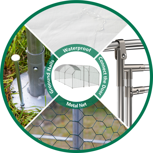 Large Chicken Coop Metal Chicken Track With Waterproof And UV Cover, Dome Shape Walk-In Fence Chicken Coop For Outdoor A
