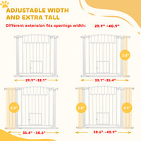30"-41" Extra Wide Walk Through Dog Gate w/ Cat Door, 3-Inch & 5.5-Inch Extension Kits, 30" High