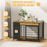 38in Dog Crate Furniture - Dog Crate With DIY Frame, Sliding Door Indoor Kennel, Wooden Dog Cage End Table, For Medium-L