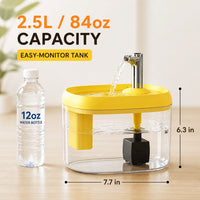 2.5L Pet Water Fountain, Automatic Circulating Cat Water Dispenser With Transparent Water Tank, Quiet Drinking Water Bow
