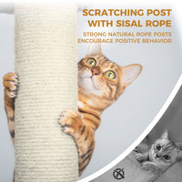 78 in beige cat tree tower with large condo sisal scratching post big hammock and top platform