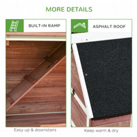 Wooden Chicken Coop, Outdoor Chicken Cage Poultry Hen House with Nesting Box, Double Runs, Asphalt Roof, Ramp