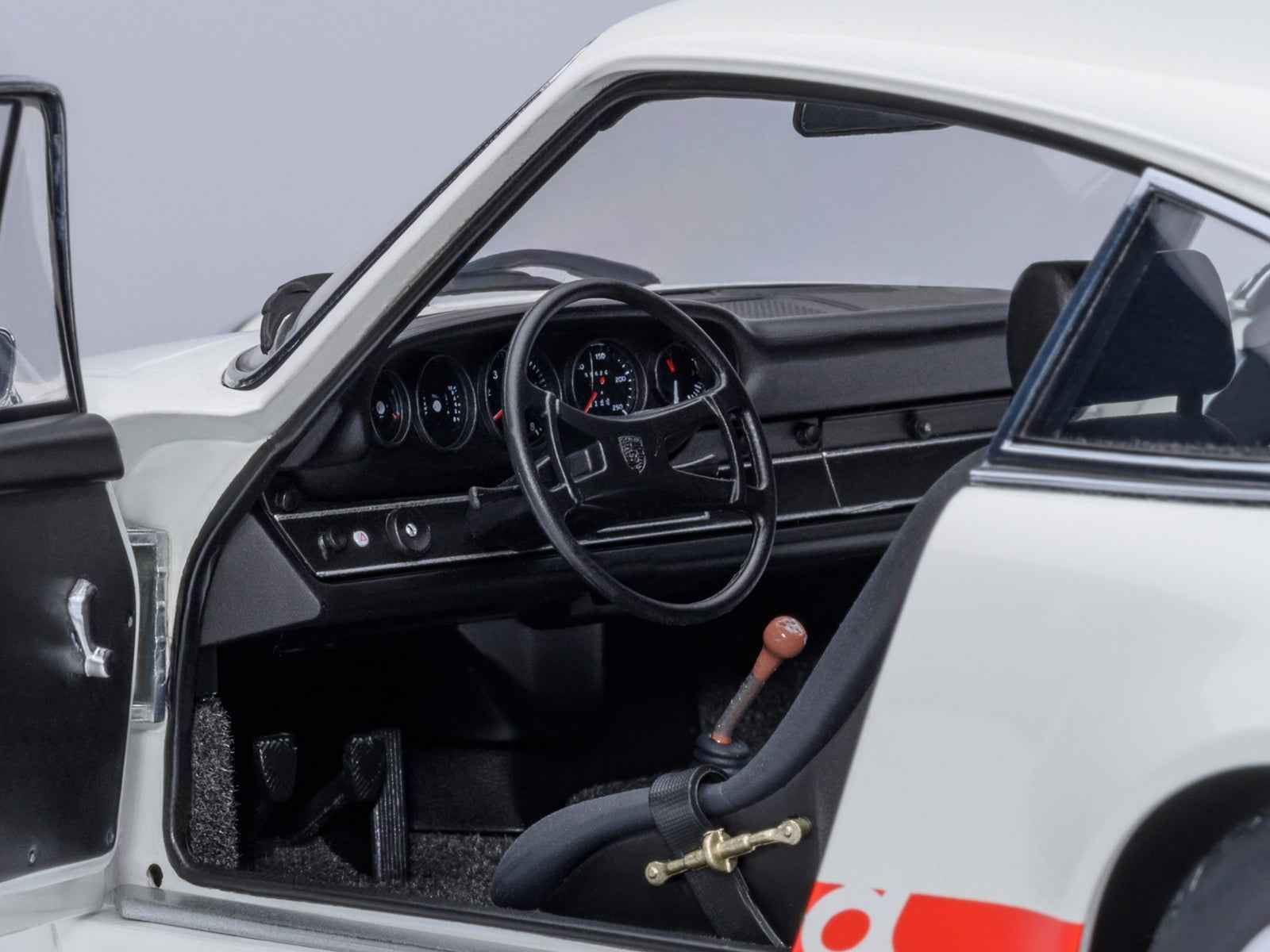 Porsche 911 Carrera 2.7 RS Grand Prix White with Red Stripes and Wheels 1/18 Model Car by Autoart