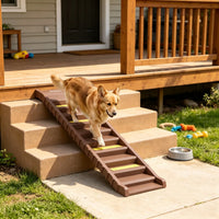 Brown Portable Dog Ramp Foldable Stairs for Medium Small Dogs to Get on Car Truck SUV