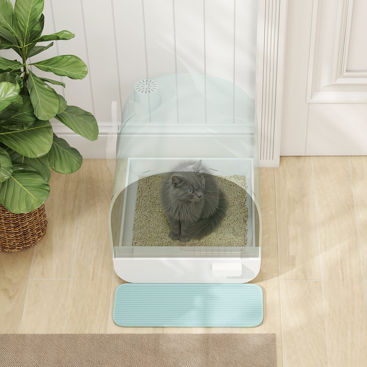 Fully Enclosed Cat Litter Box with Lid & Drawer Design, Covered Litter Box Anti-Leakage, Anti-Splashing, for Indoor Cats