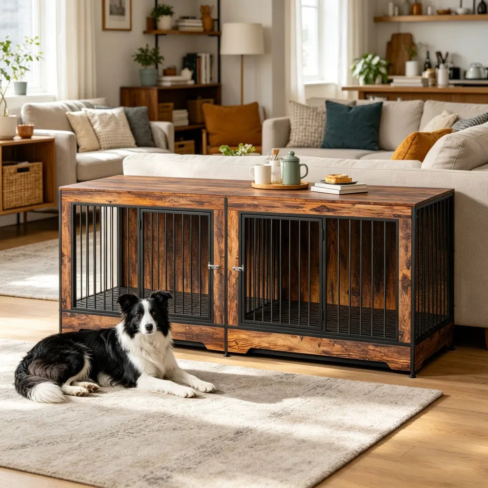 Dog Crate Furniture with Adjustable Divider