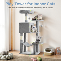 44 Inch Cat Tree Tower, Multi-Cat Climbing Tower With, Natural Sisal Scratching Posts, Extended Platform, Hammock