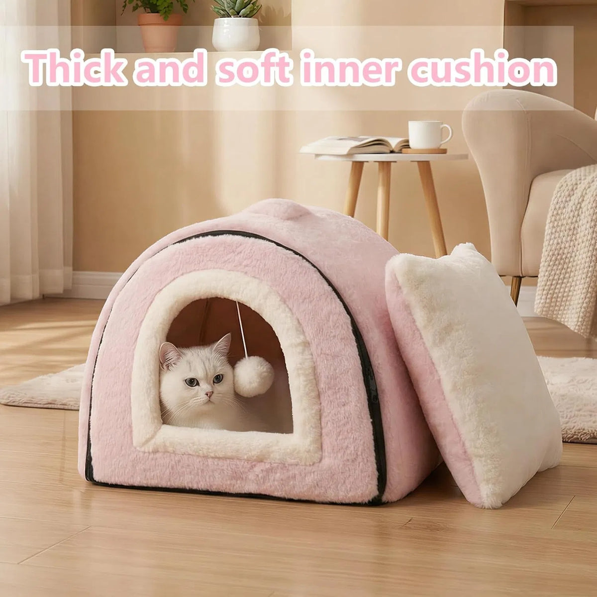 Cat Bed For Indoor Cats Foldable Cat Cave Anti-Slip Water-Resistant Bottom Cat Houses For Indoor Cats Or Small Dogs Kitt