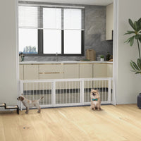 Reestanding Wooden Pet Gate With Support Feet & Non-Slip Mats For Indoor, Stairway, Doorway, White