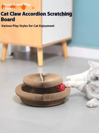 One-piece Cat Scratching Post, Accordion-style Folding Design, Wood Grain, Anti-scratch, Wear-resistant, Interactive Cat