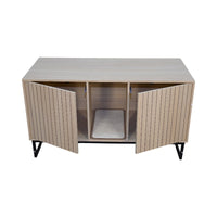 Modern Wooden Cat House with Scratching Mat - 47.64" x 21.46" x 25.98", 76.4 lbs