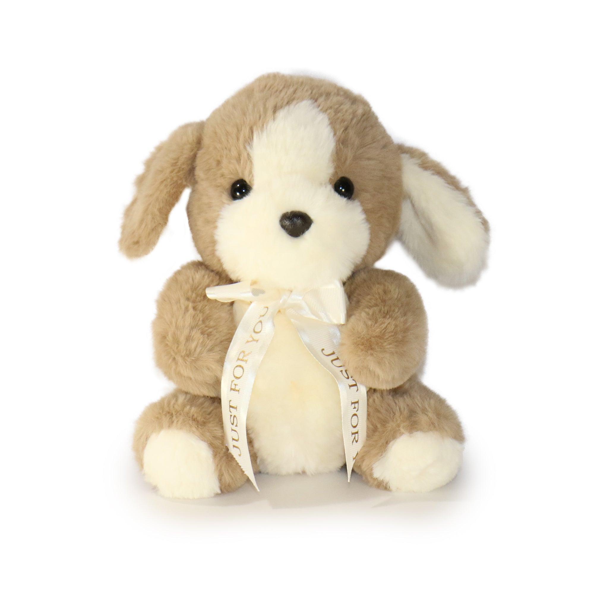 8-inch Plush Dog with White Ribbon