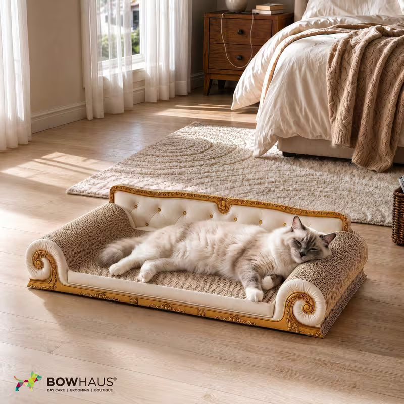 27.5" Cat Couch Scratcher Bed – Corrugated Cardboard Lounge Sofa for Indoor Cats