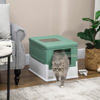 Fully Enclosed Cat Litter Box Portable Pet Toilet With Spoon Large Space