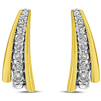 10K Yellow Gold Plated .925 Sterling Silver 0.50 Cttw Round Diamond Graduated Huggie Earrings (I-J Color, I2-I3 Clarity)