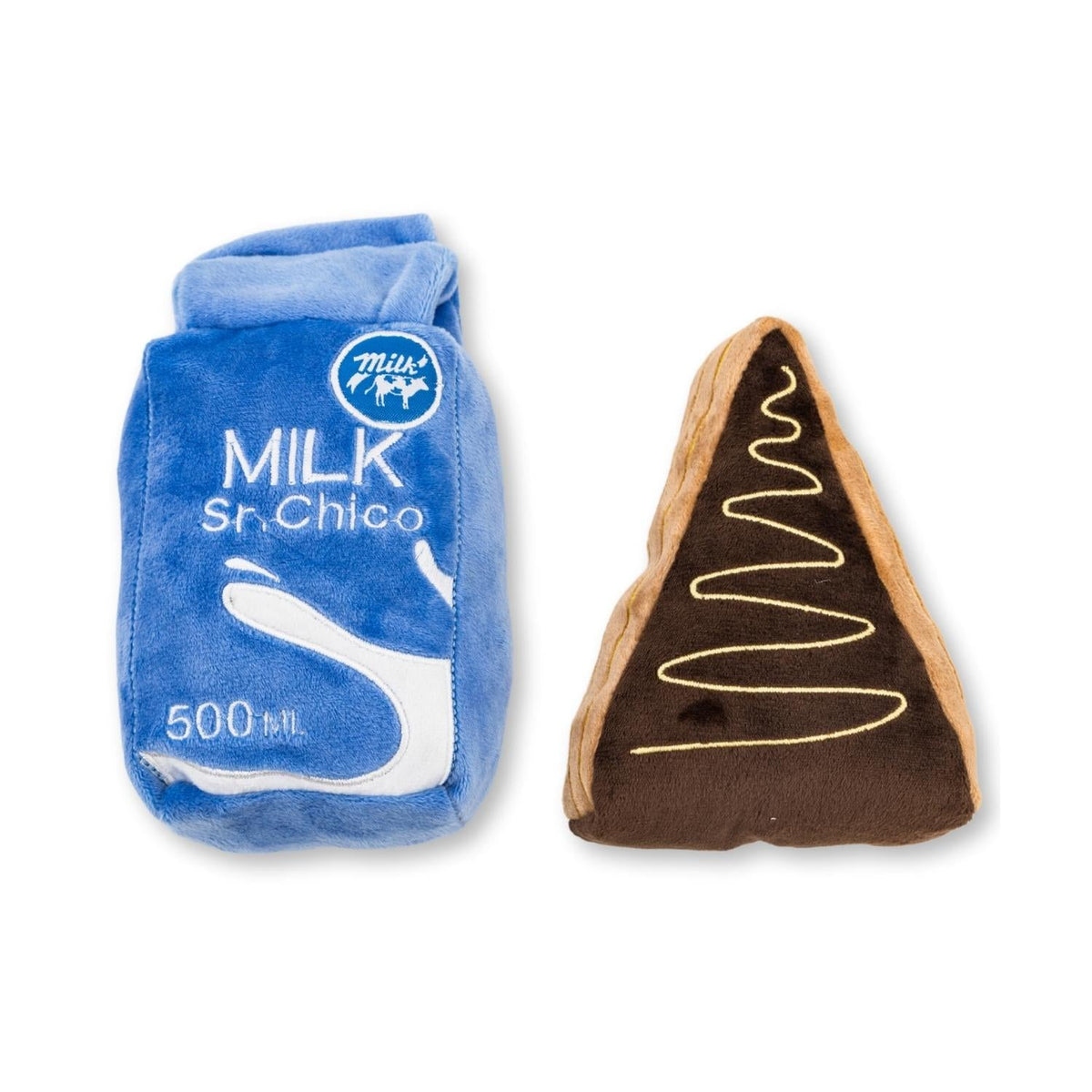 Cake Slice & Milk Midnight Snack Plush Dog Toy Gift Set – with Squeaker & Crinkle Paper - BIG FRENCHIES